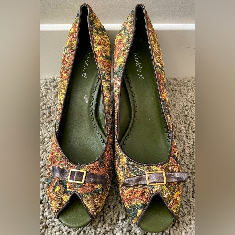 Brocade-Style Peep-Toe Heels